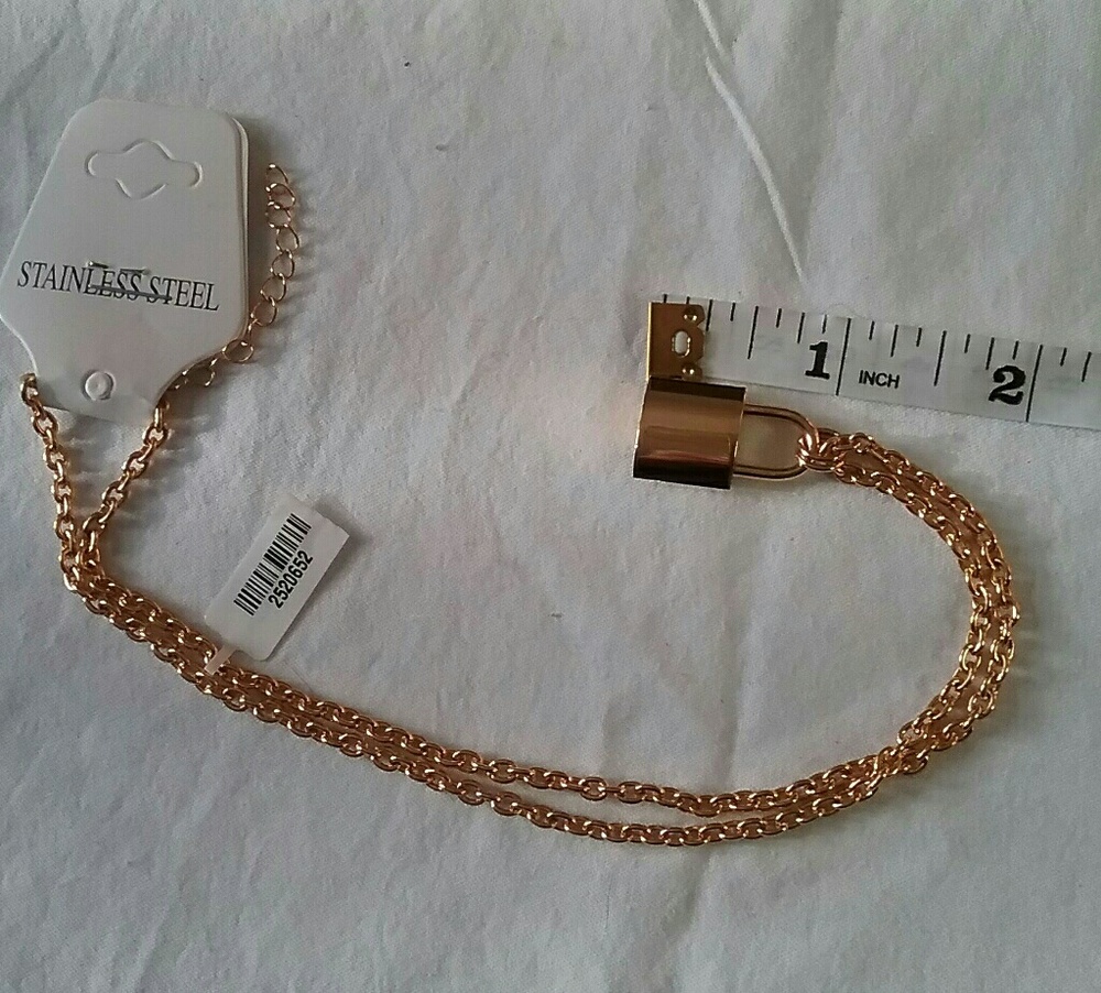 Crystal YG Plated Padlock Necklace